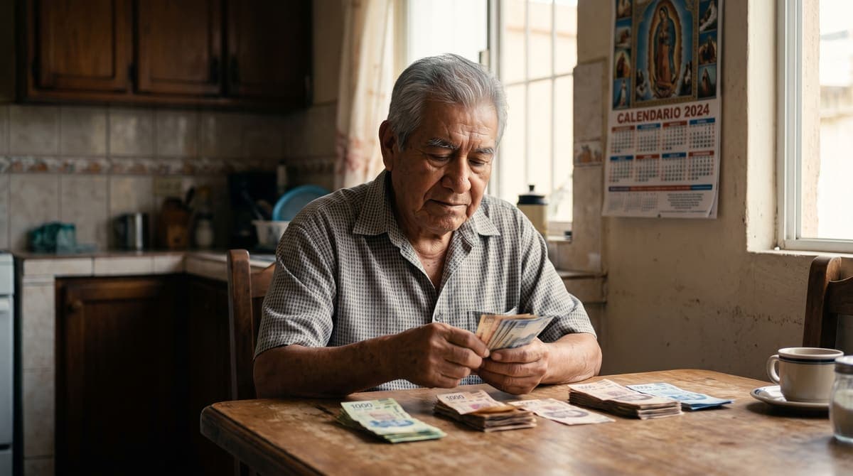 Pensionado contando billetes en su mesa: cuánto ISR te descuentan en el retiro total de AFORE | RIVENZA