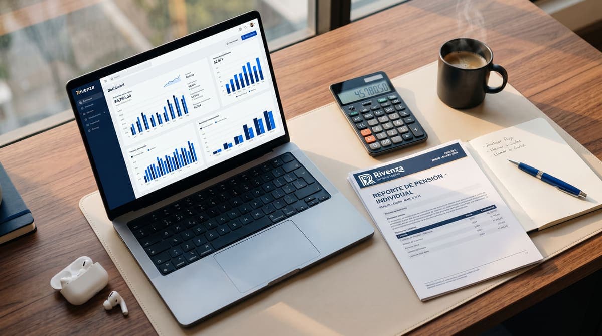 Escritorio con laptop, reporte impreso y calculadora: tabla de liquidación por despido según tu salario | RIVENZA